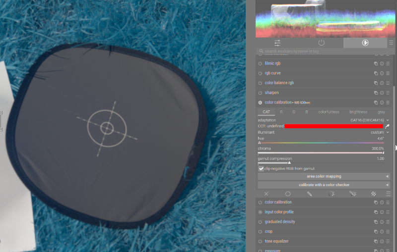 White Balance using color calibration module