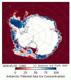 Antarctic Sea Ice Concentration 2020-01-01
